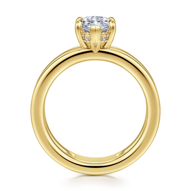 Oksana - 14K Yellow Gold Marquise Shape Diamond Engagement Ring - 0.06 ct - Shot 2