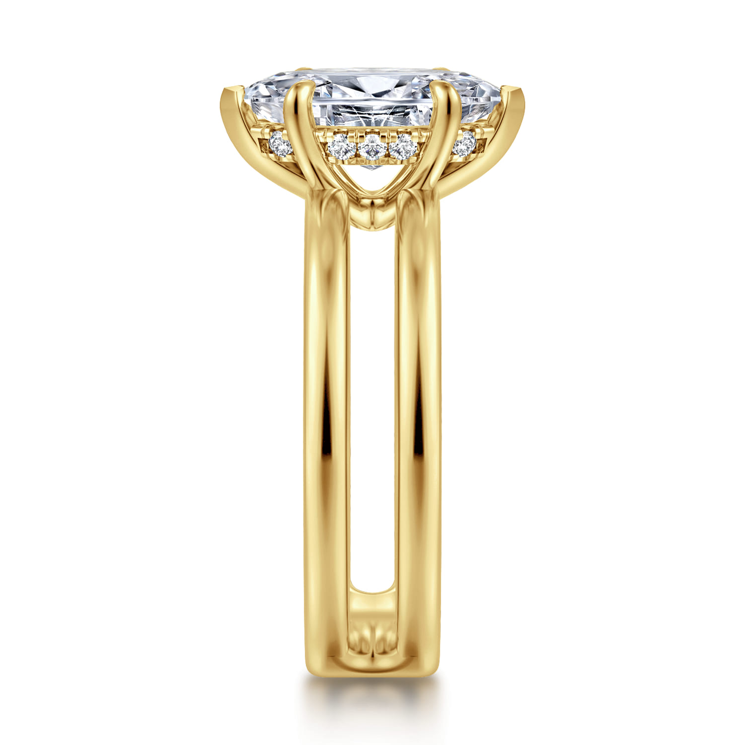 Oksana - 14K Yellow Gold Marquise Shape Diamond Engagement Ring - 0.06 ct - Shot 4