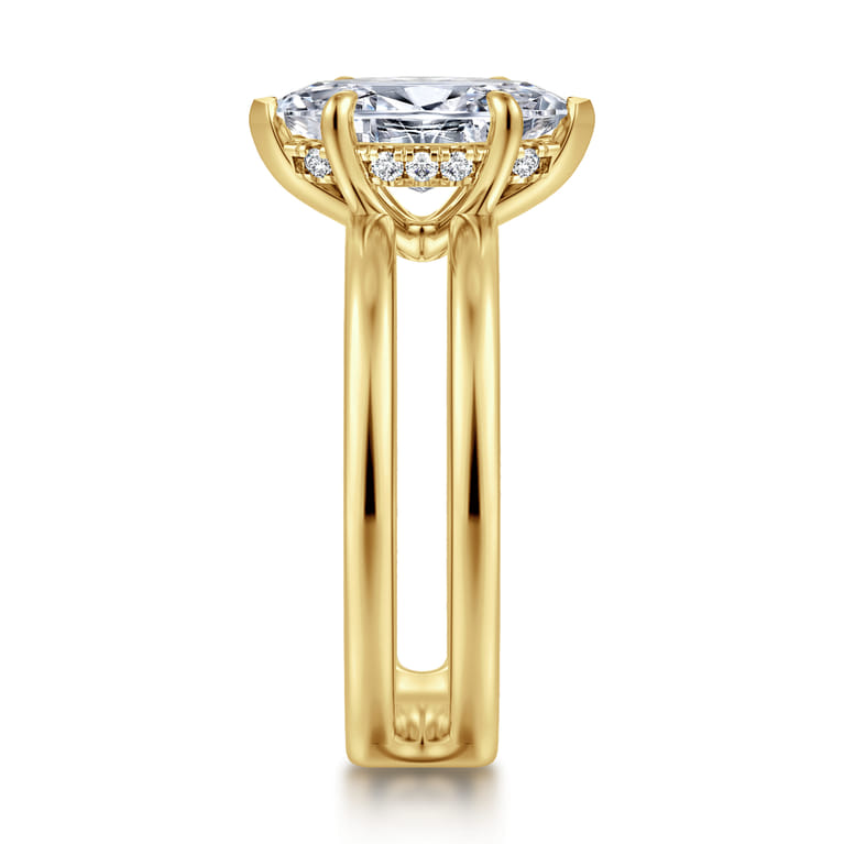 Oksana - 14K Yellow Gold Marquise Shape Diamond Engagement Ring - 0.06 ct - Shot 4