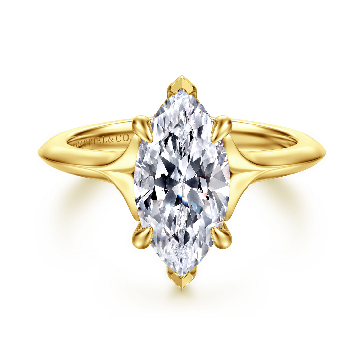 Alden - 14K Yellow Gold Split Shank Oval Diamond Engagement Ring - 0.05 ct - Shot 1
