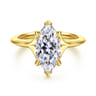 Alden - 14K Yellow Gold Split Shank Oval Diamond Engagement Ring - 0.05 ct