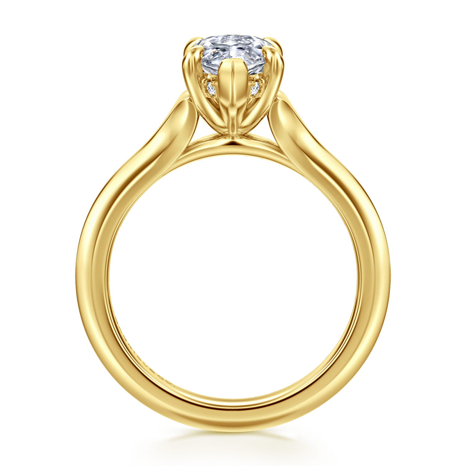 Alden - 14K Yellow Gold Split Shank Oval Diamond Engagement Ring - 0.05 ct - Shot 2