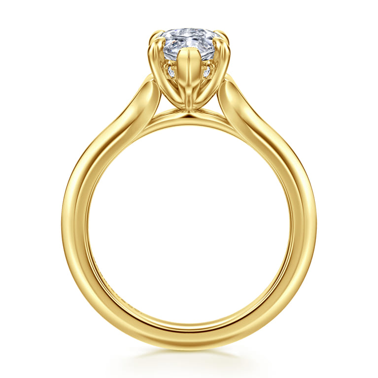Alden - 14K Yellow Gold Split Shank Oval Diamond Engagement Ring - 0.05 ct - Shot 2