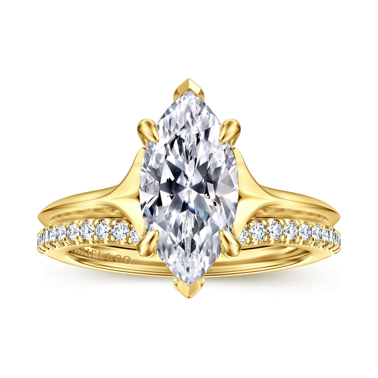 Alden - 14K Yellow Gold Split Shank Oval Diamond Engagement Ring - 0.05 ct - Shot 4