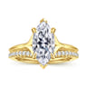 Alden - 14K Yellow Gold Split Shank Oval Diamond Engagement Ring - 0.05 ct