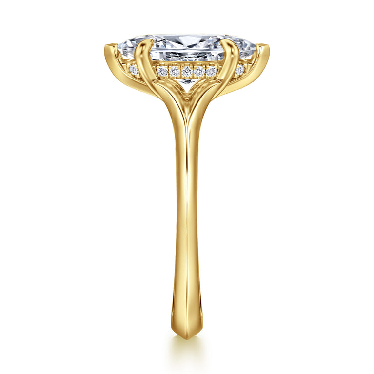 Alden - 14K Yellow Gold Split Shank Oval Diamond Engagement Ring - 0.05 ct - Shot 5