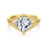 Fiori - 14K Yellow Gold Split Shank Compass Prong Asscher Cut Diamond Engagement Ring - 0.13 ct