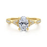 Unica - 14K Yellow Gold Split Shank Oval Diamond Engagement Ring - 0.2 ct