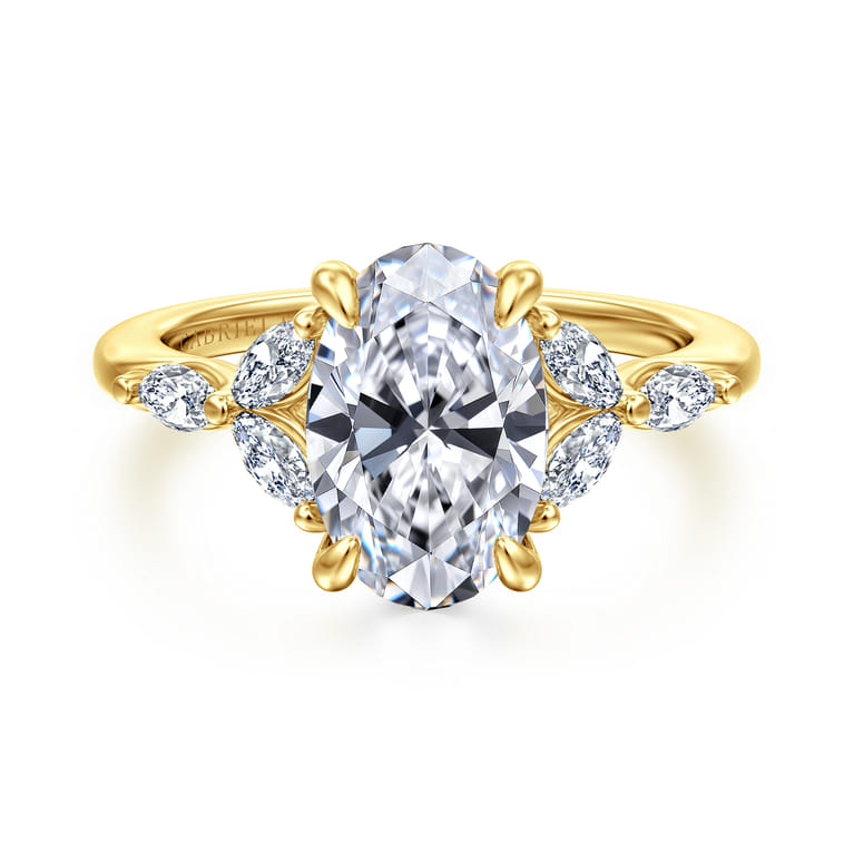 Adella - 14K Yellow Gold Oval Diamond Engagement Ring - 0.4 ct - Shot 1