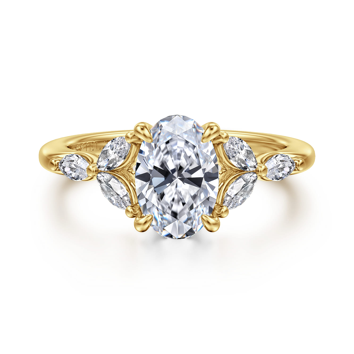 Adella - 14K Yellow Gold Oval Diamond Engagement Ring - 0.4 ct - Shot 1