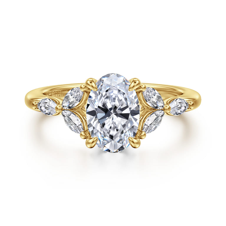 Adella - 14K Yellow Gold Oval Diamond Engagement Ring - 0.4 ct - Shot 1