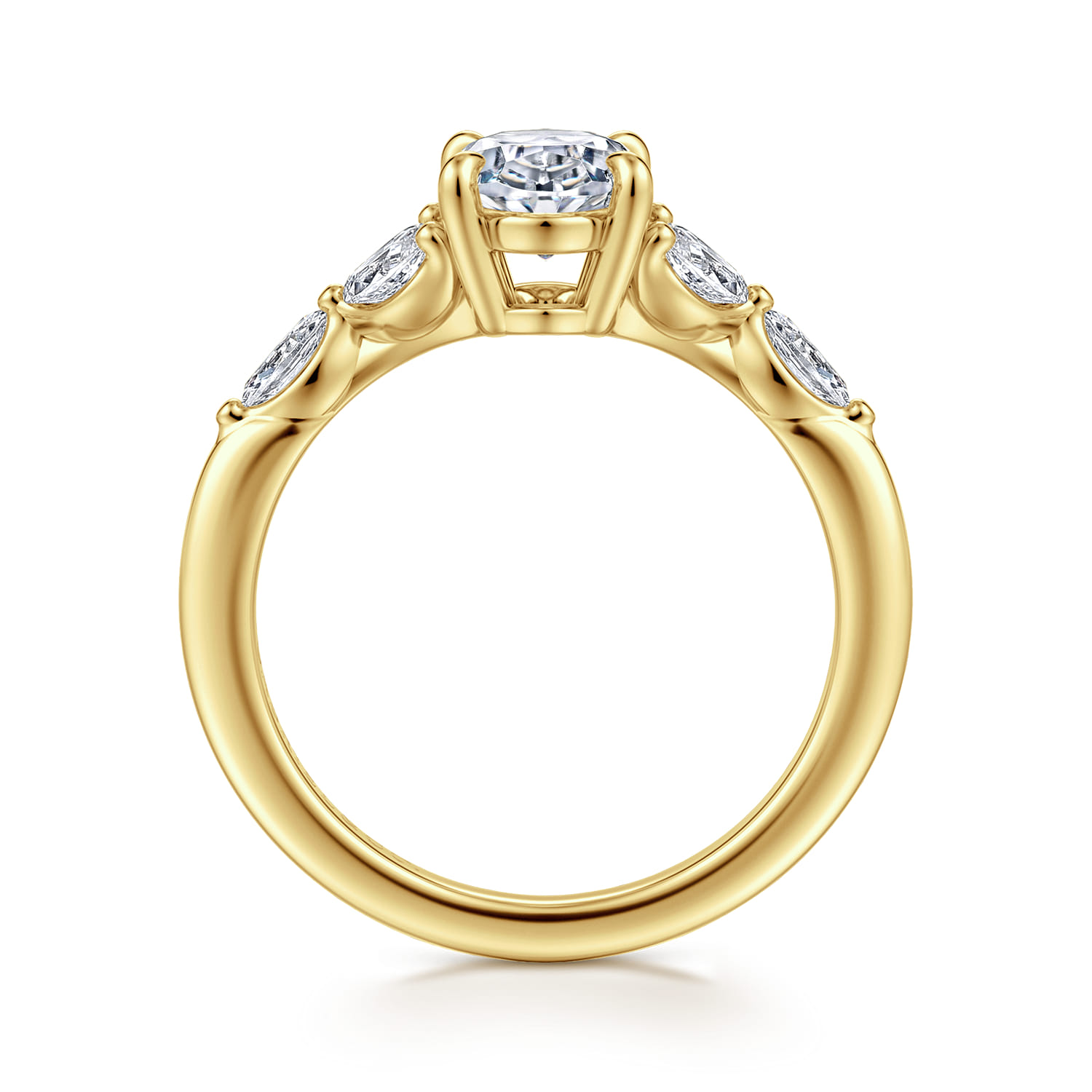 Adella - 14K Yellow Gold Oval Diamond Engagement Ring - 0.4 ct - Shot 2