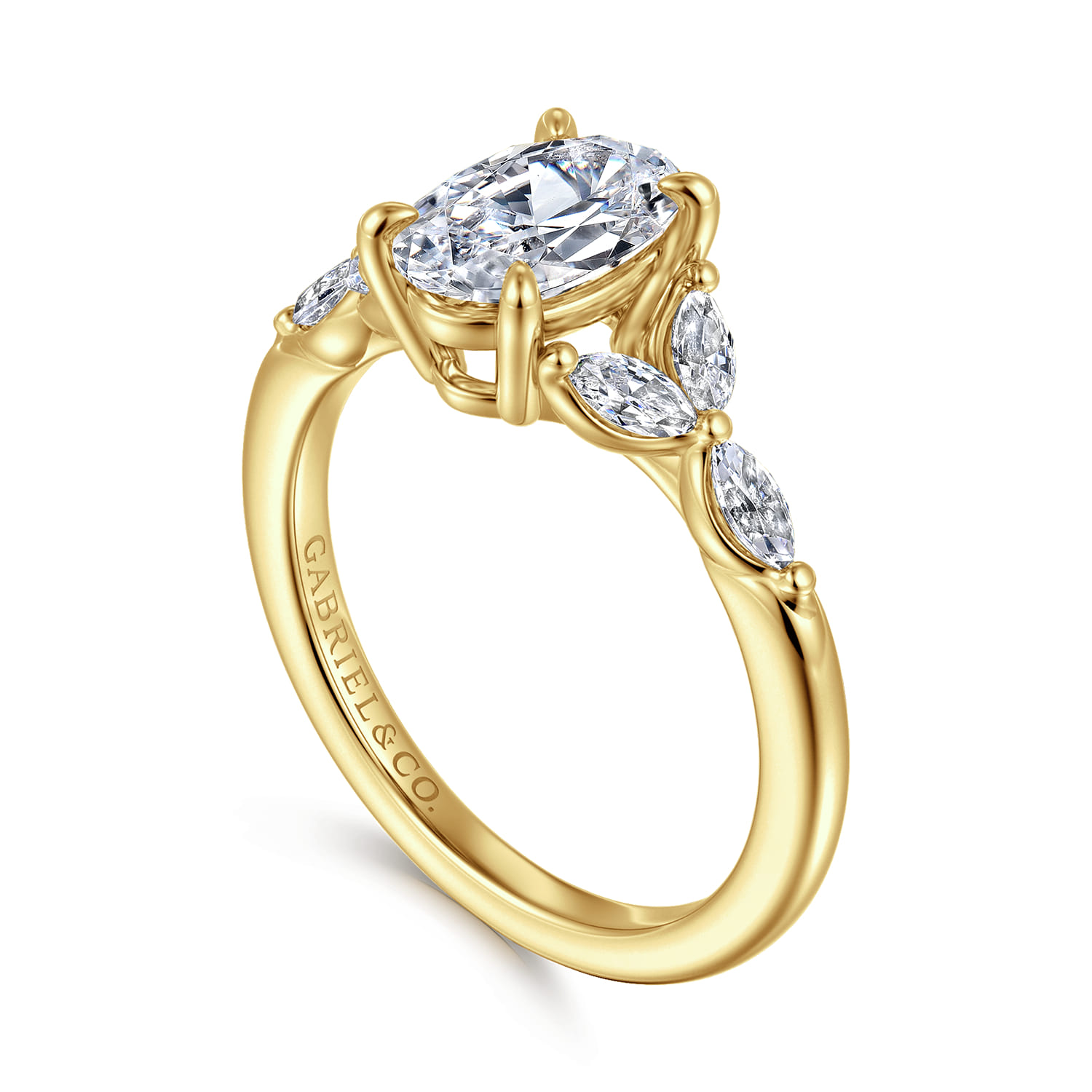 Adella - 14K Yellow Gold Oval Diamond Engagement Ring - 0.4 ct - Shot 3