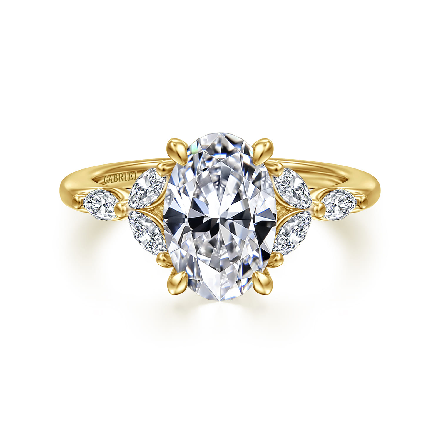 Adella - 14K Yellow Gold Oval Diamond Engagement Ring - 0.4 ct - Shot 1