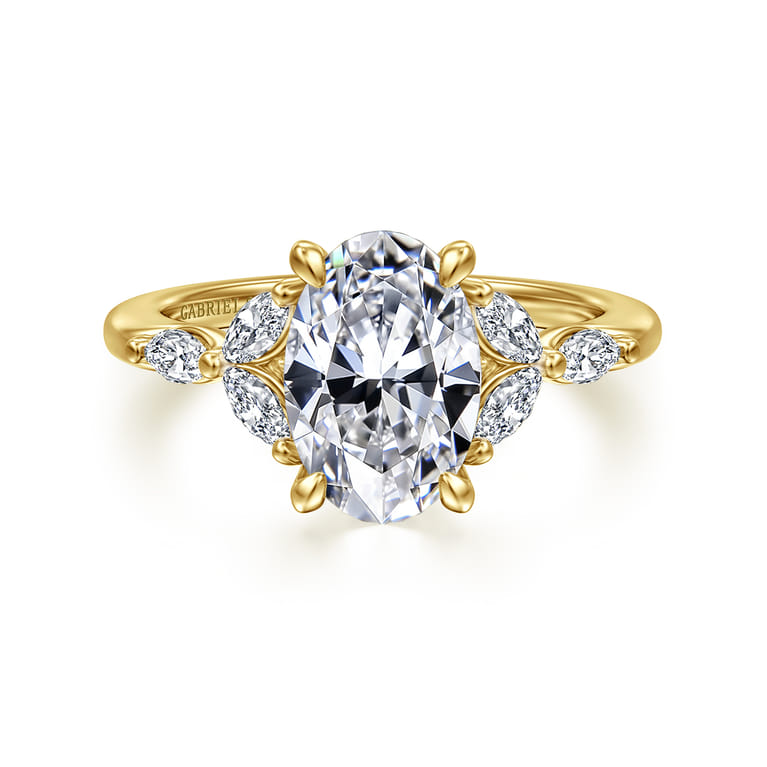 Adella - 14K Yellow Gold Oval Diamond Engagement Ring - 0.4 ct - Shot 1
