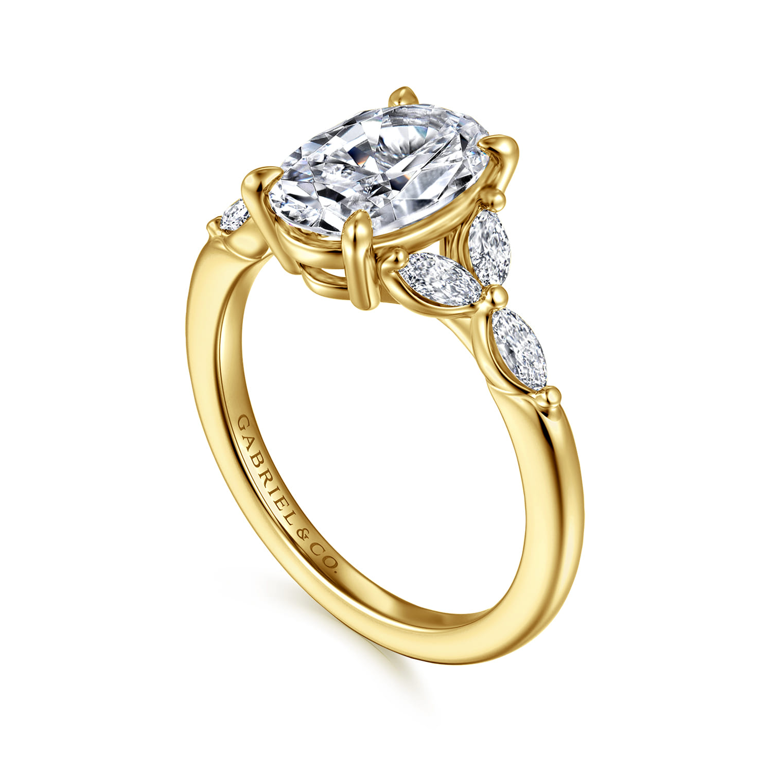 Adella - 14K Yellow Gold Oval Diamond Engagement Ring - 0.4 ct - Shot 3