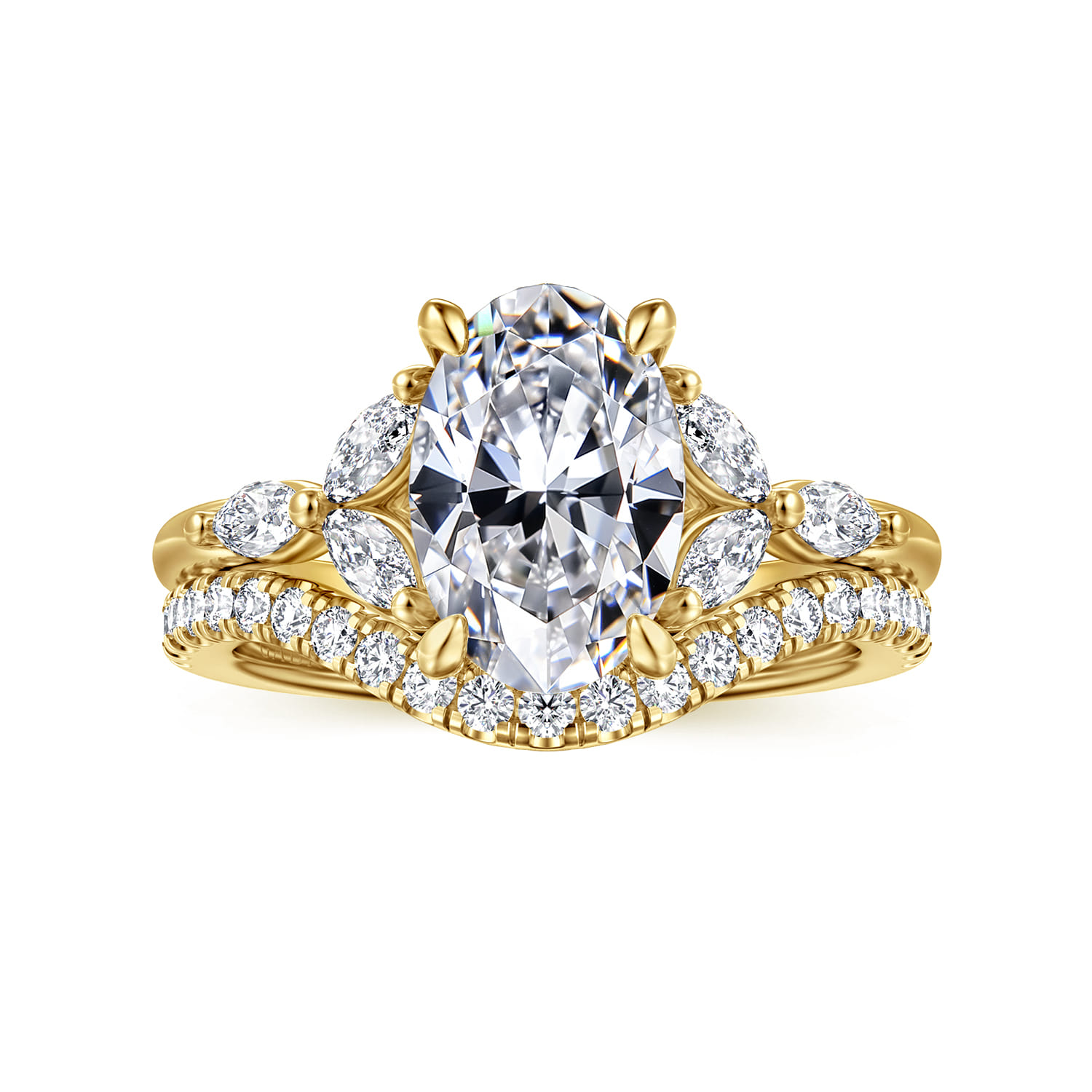 Adella - 14K Yellow Gold Oval Diamond Engagement Ring - 0.4 ct - Shot 4