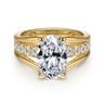 Faith - 14K Yellow Gold Split Shank Oval Diamond Engagement Ring - 0.7 ct
