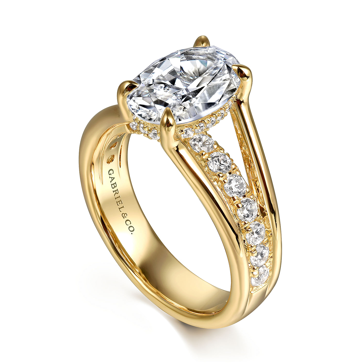 Faith - 14K Yellow Gold Split Shank Oval Diamond Engagement Ring - 0.7 ct - Shot 3