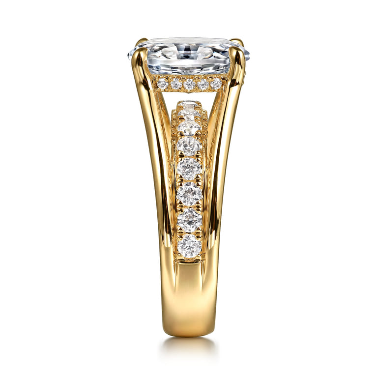 Faith - 14K Yellow Gold Split Shank Oval Diamond Engagement Ring - 0.7 ct - Shot 5