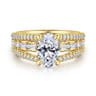 Brinne - 14K Yellow Gold Three Row Oval Diamond Engagement Ring - 0.9 ct
