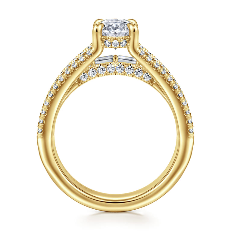 Brinne - 14K Yellow Gold Three Row Oval Diamond Engagement Ring - 0.9 ct - Shot 2