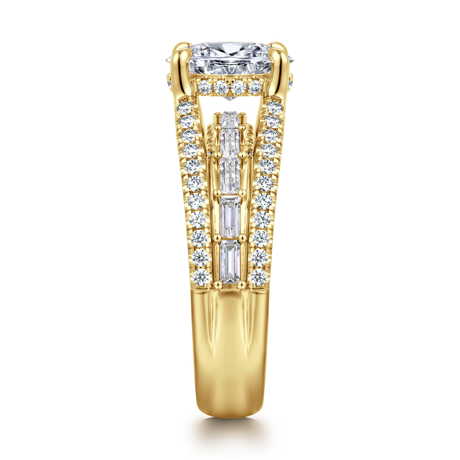 Brinne - 14K Yellow Gold Three Row Oval Diamond Engagement Ring - 0.9 ct - Shot 4