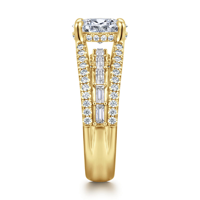 Brinne - 14K Yellow Gold Three Row Oval Diamond Engagement Ring - 0.9 ct - Shot 4