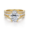 Brinne - 14K Yellow Gold Three Row Oval Diamond Engagement Ring - 0.9 ct