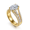 Brinne - 14K Yellow Gold Three Row Oval Diamond Engagement Ring - 0.9 ct