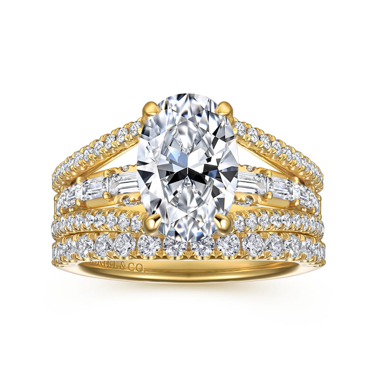 Brinne - 14K Yellow Gold Three Row Oval Diamond Engagement Ring - 0.9 ct - Shot 4