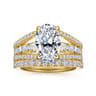 Brinne - 14K Yellow Gold Three Row Oval Diamond Engagement Ring - 0.9 ct