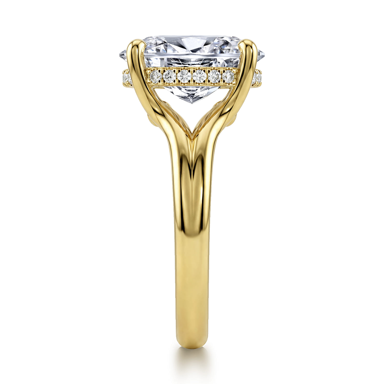 Sanah - 14K Yellow Gold Split Shank Oval Diamond Engagement Ring - 0.13 ct - Shot 4