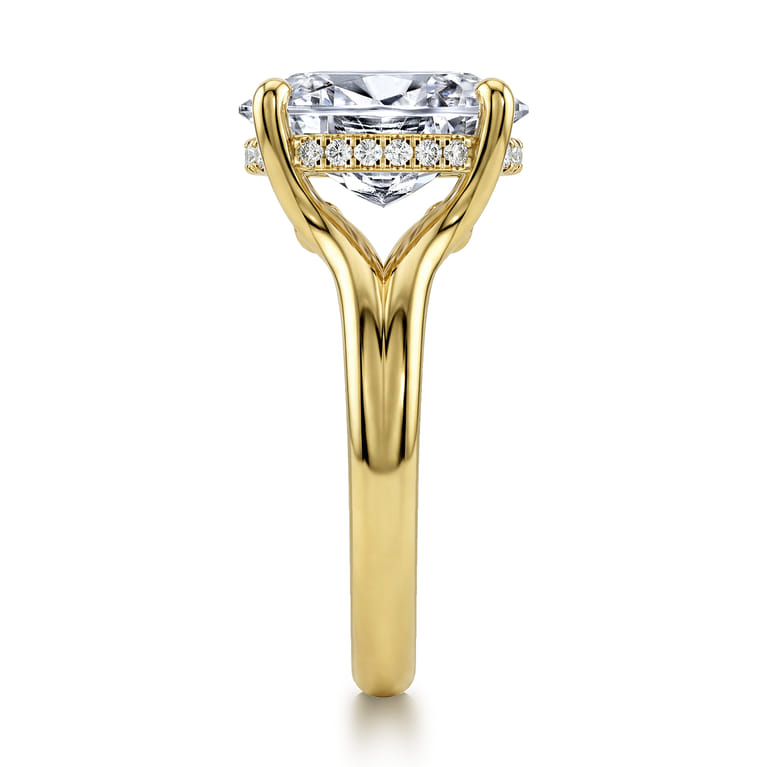 Sanah - 14K Yellow Gold Split Shank Oval Diamond Engagement Ring - 0.13 ct - Shot 4