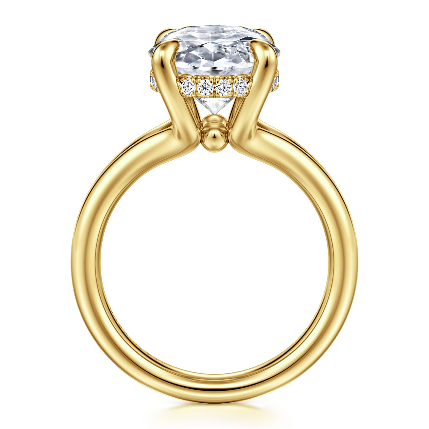 Sanah - 14K Yellow Gold Split Shank Oval Diamond Engagement Ring - 0.13 ct - Shot 2