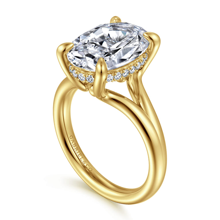 Sanah - 14K Yellow Gold Split Shank Oval Diamond Engagement Ring - 0.13 ct - Shot 3