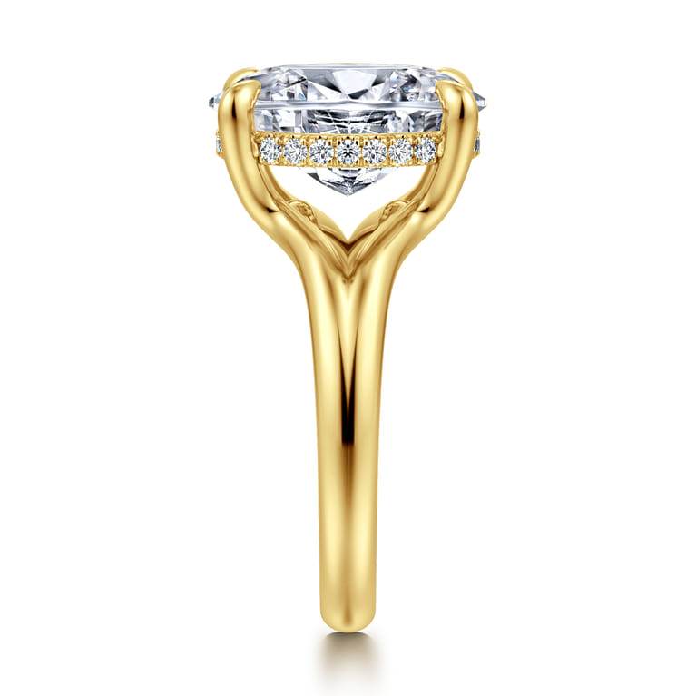 Sanah - 14K Yellow Gold Split Shank Oval Diamond Engagement Ring - 0.13 ct - Shot 4