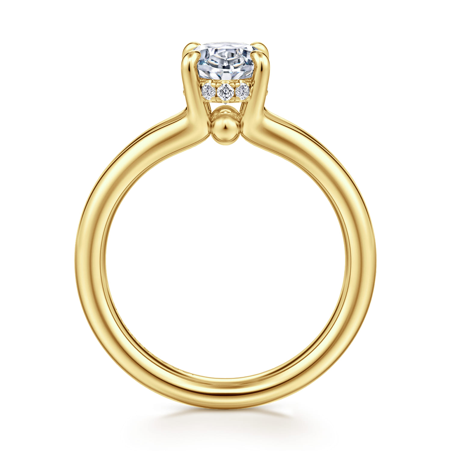Sanah - 14K Yellow Gold Split Shank Oval Diamond Engagement Ring - 0.08 ct - Shot 2