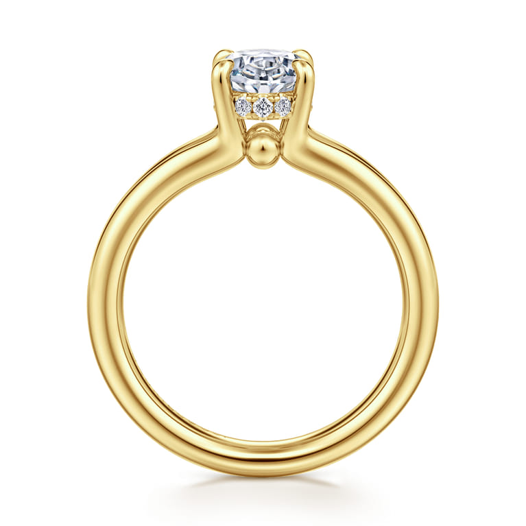 Sanah - 14K Yellow Gold Split Shank Oval Diamond Engagement Ring - 0.08 ct - Shot 2