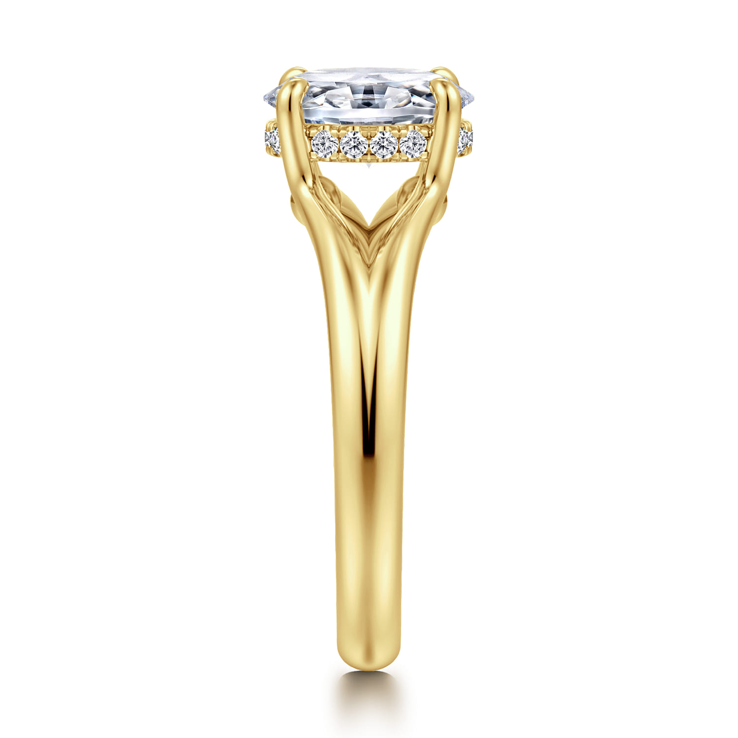 Sanah - 14K Yellow Gold Split Shank Oval Diamond Engagement Ring - 0.08 ct - Shot 4