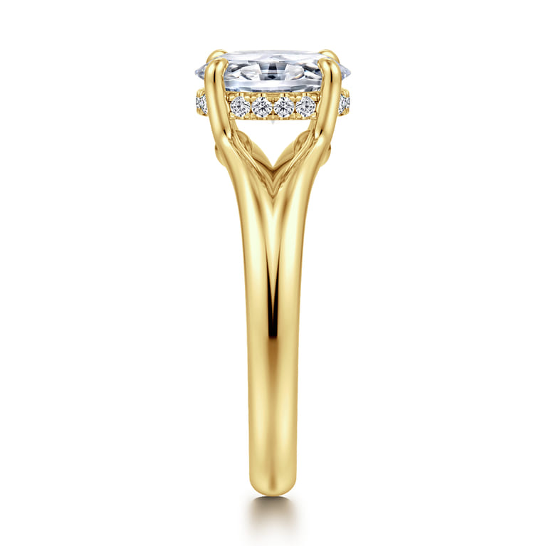 Sanah - 14K Yellow Gold Split Shank Oval Diamond Engagement Ring - 0.08 ct - Shot 4