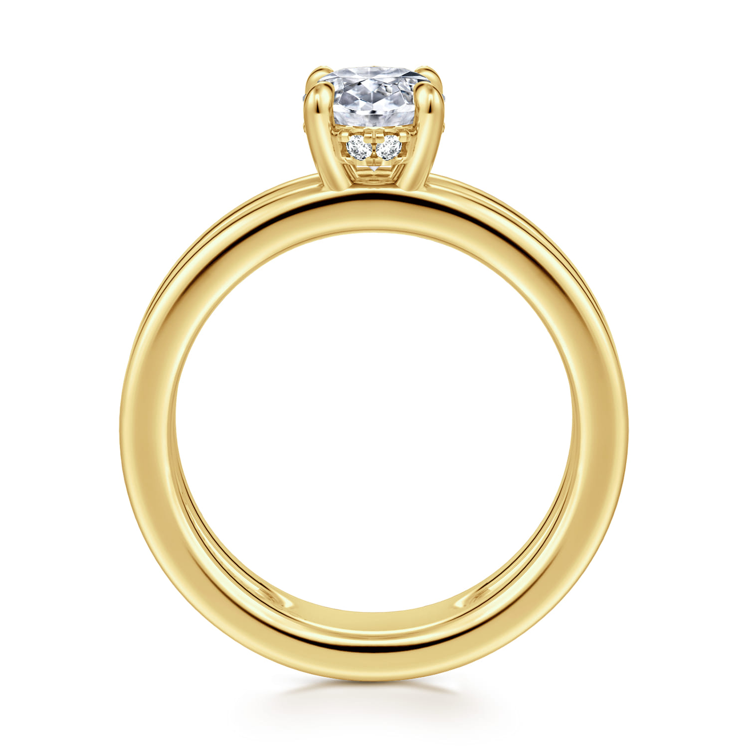 Oksana - 14K Yellow Gold Oval Diamond Engagement Ring - 0.07 ct - Shot 2
