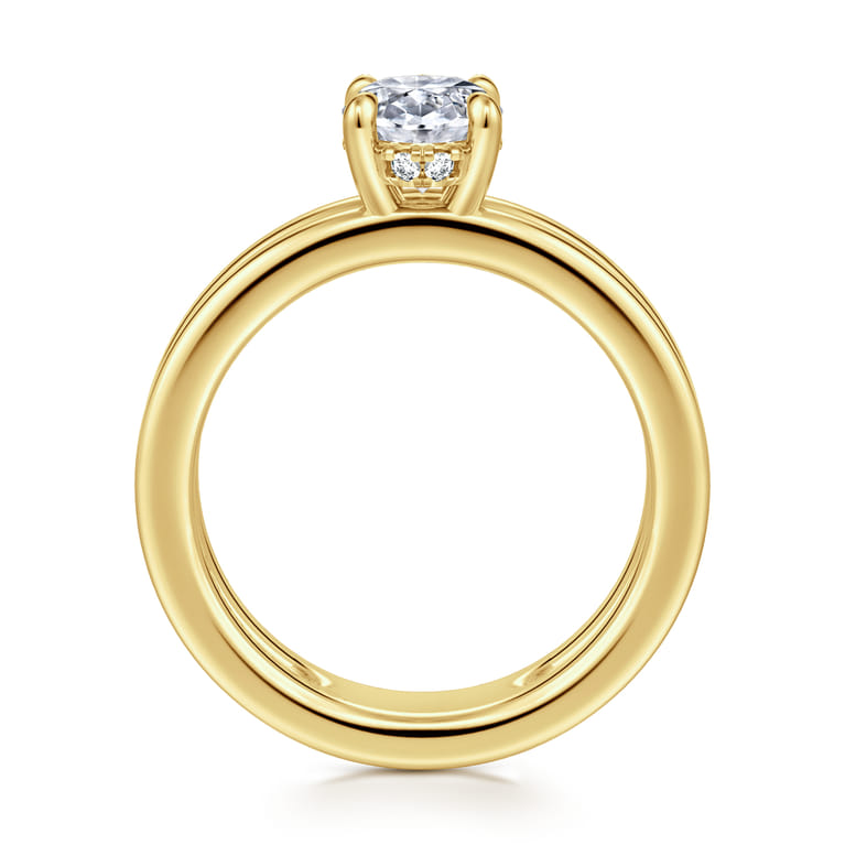 Oksana - 14K Yellow Gold Oval Diamond Engagement Ring - 0.07 ct - Shot 2