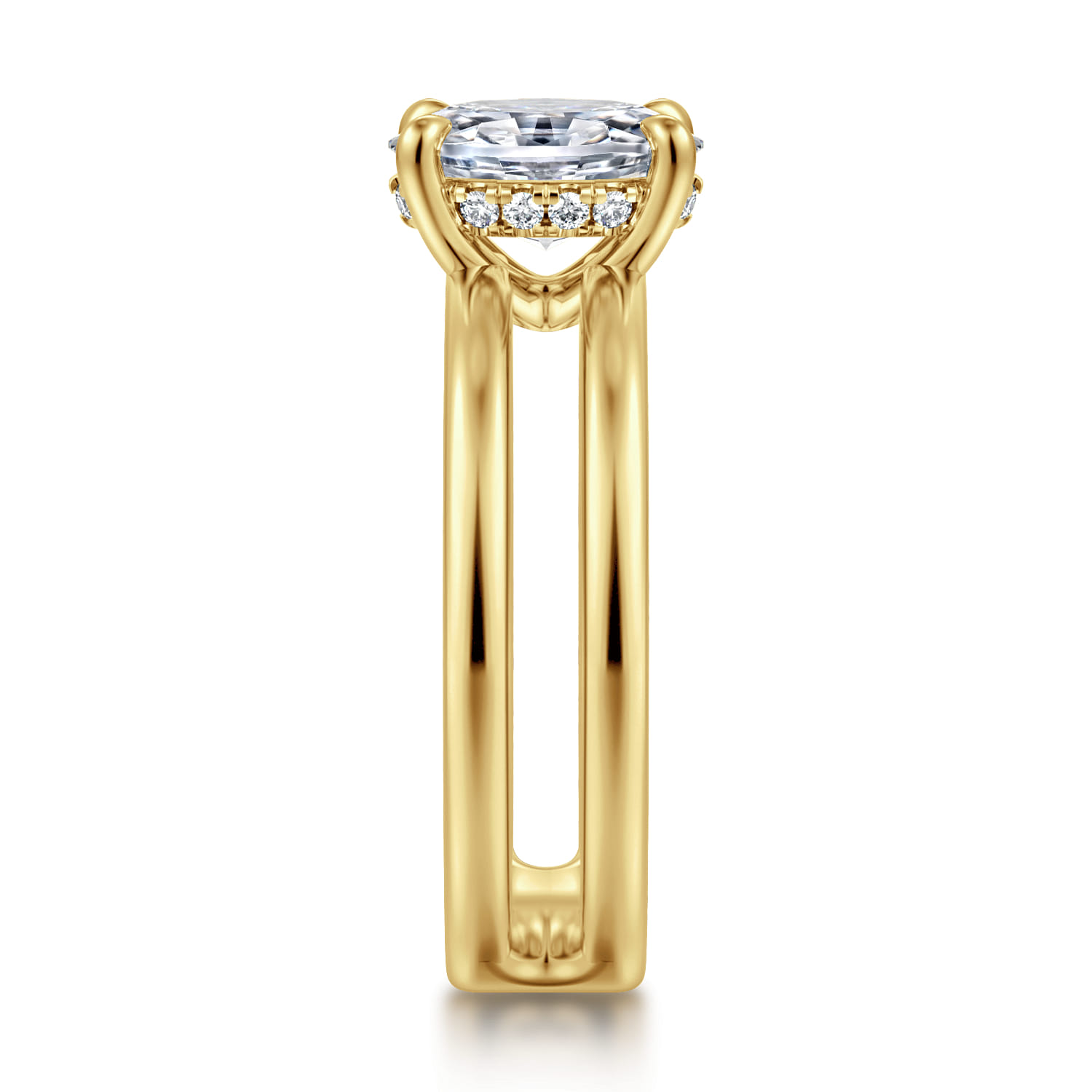 Oksana - 14K Yellow Gold Oval Diamond Engagement Ring - 0.07 ct - Shot 4