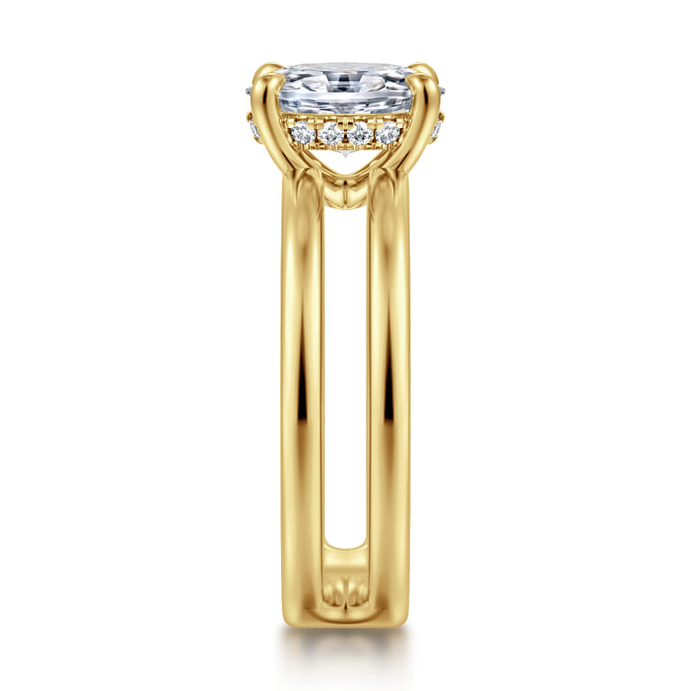 Oksana - 14K Yellow Gold Oval Diamond Engagement Ring - 0.07 ct - Shot 4