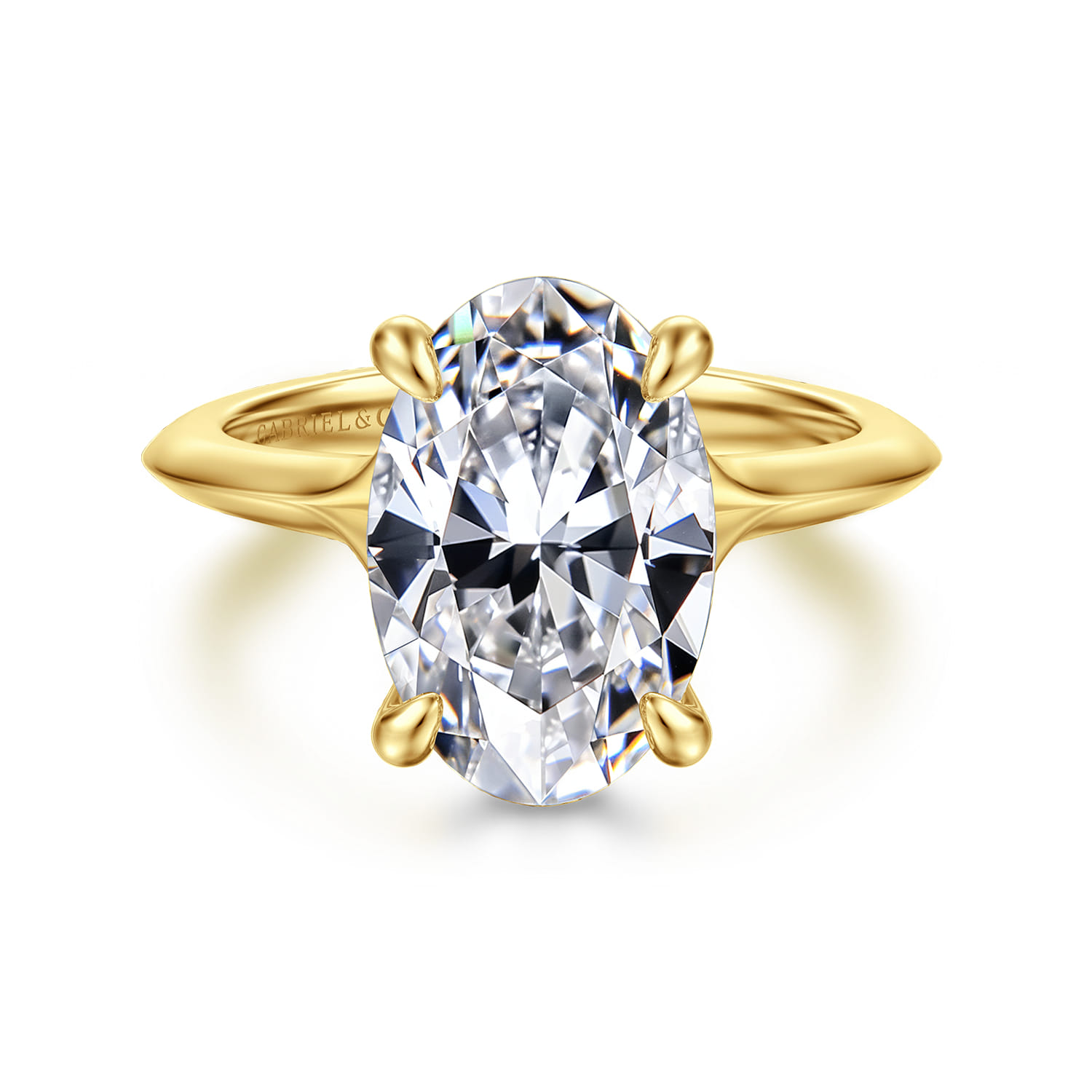 Alden - 14K Yellow Gold Split Shank Oval Diamond Engagement Ring - 0.08 ct - Shot 1