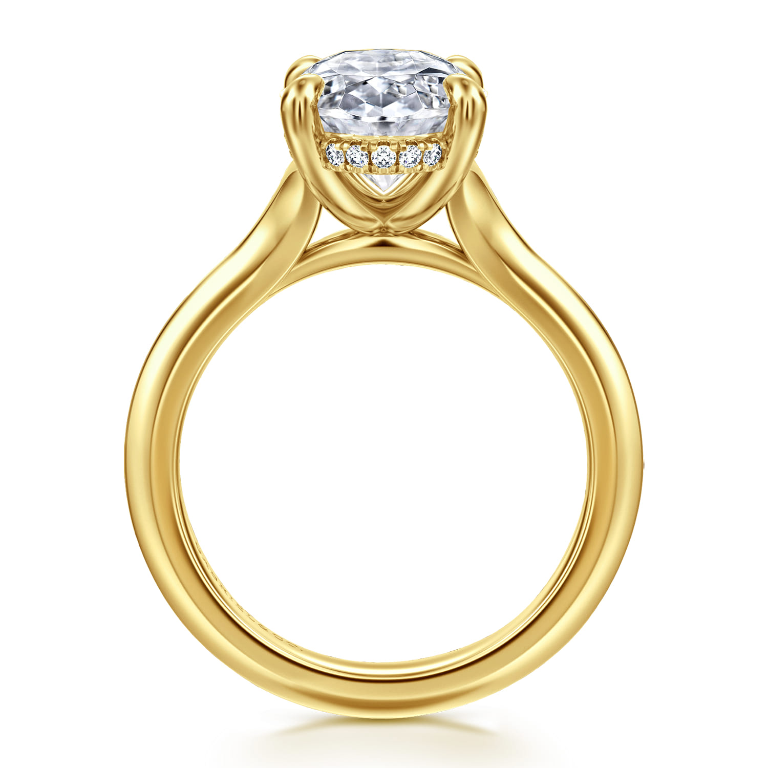 Alden - 14K Yellow Gold Split Shank Oval Diamond Engagement Ring - 0.08 ct - Shot 2