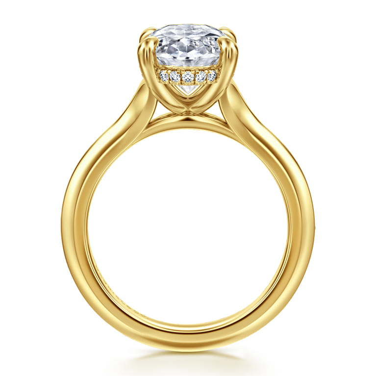Alden - 14K Yellow Gold Split Shank Oval Diamond Engagement Ring - 0.08 ct - Shot 2