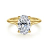 Alden - 14K Yellow Gold Split Shank Oval Diamond Engagement Ring - 0.07 ct