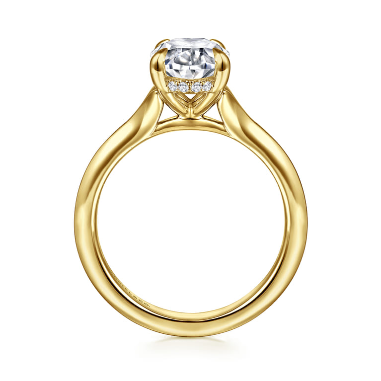 Alden - 14K Yellow Gold Split Shank Oval Diamond Engagement Ring - 0.07 ct - Shot 2